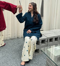 Premium Teal Blue Kurti Palazzo Co-Ord Set