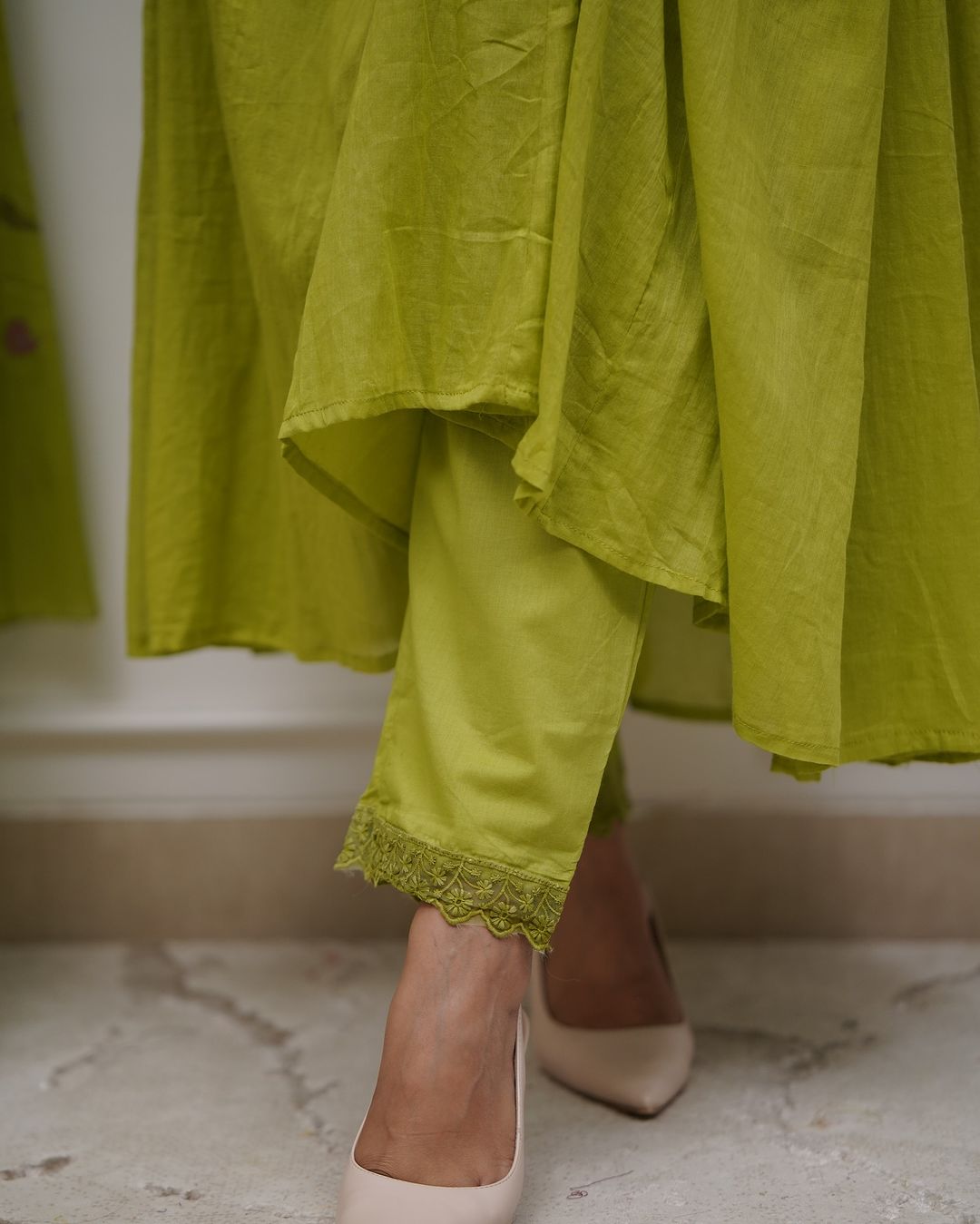 Green Look Beautiful And Elegant In Our Best Cotton Suit Set.