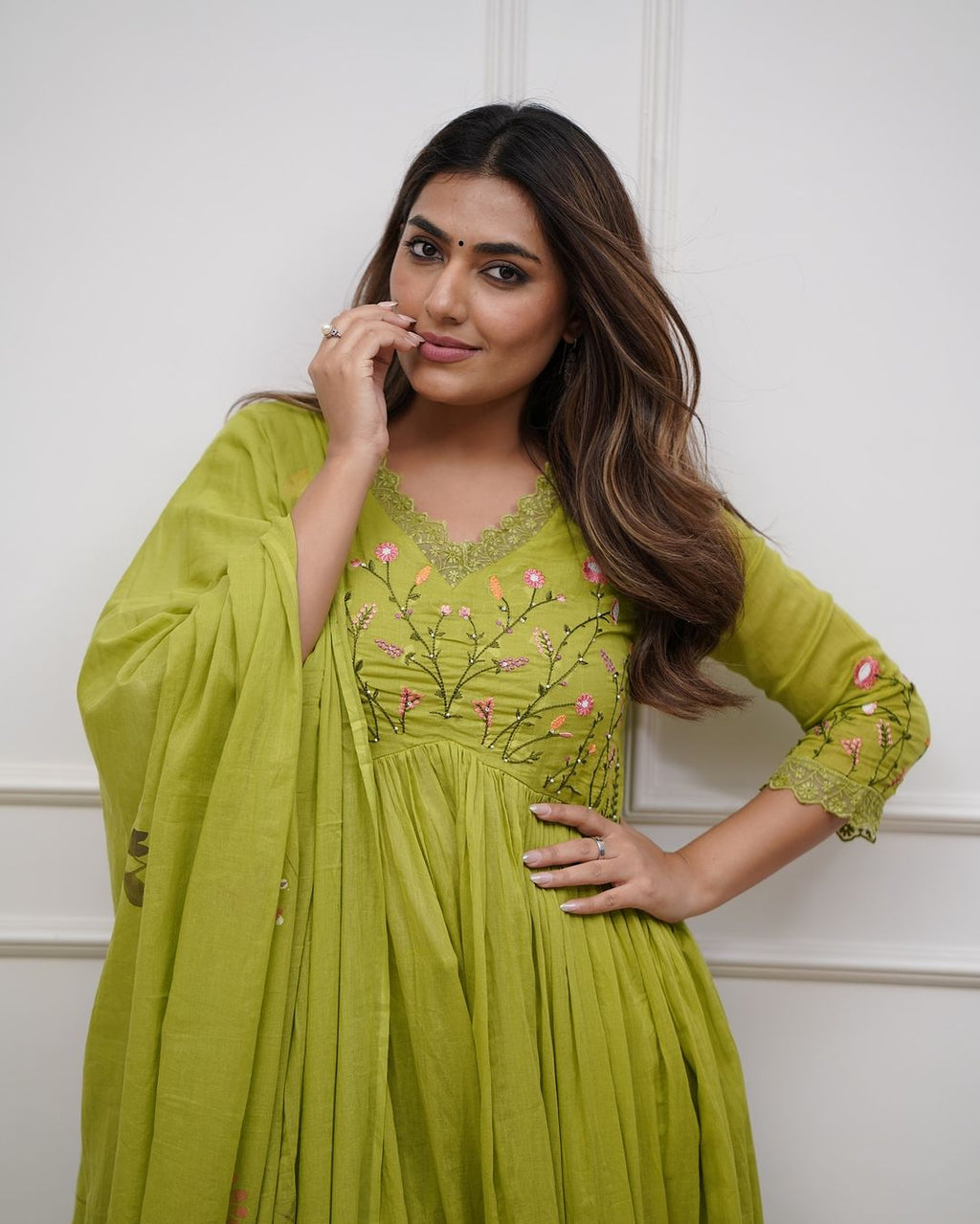 Green Look Beautiful And Elegant In Our Best Cotton Suit Set.
