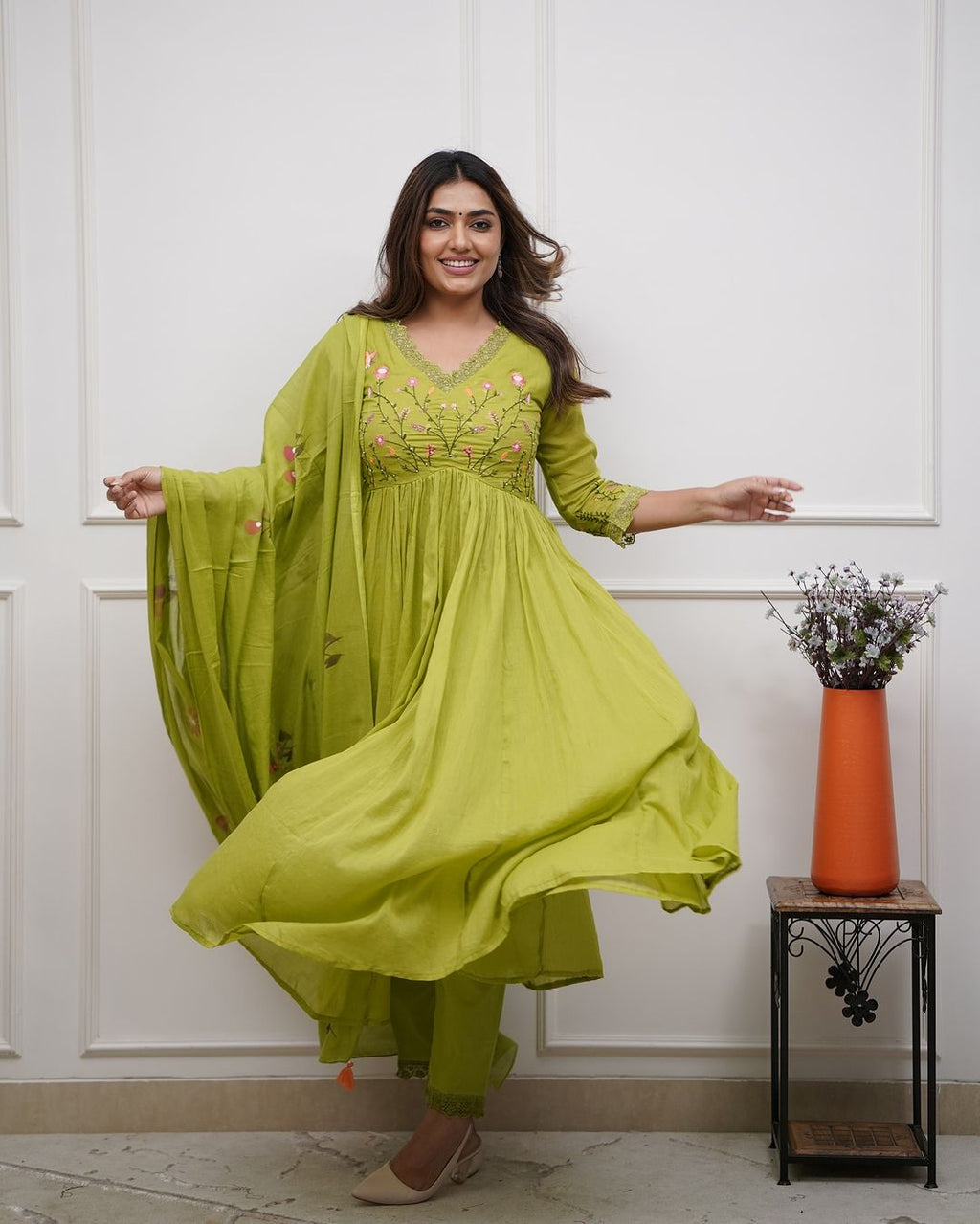 Green Look Beautiful And Elegant In Our Best Cotton Suit Set.