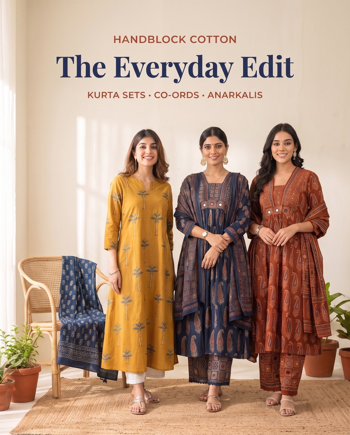 Handblock cotton kurta sets, co-ords and Anarkalis