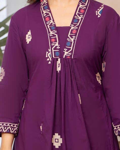 Women Bandhani Printed Cotton Purple Anarkali Kurta With Trousers & Dupatta Set